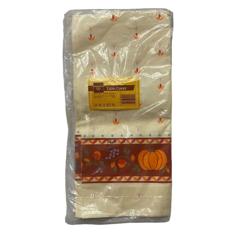 HALLMARK Ambassador Vintage *NEW* Thanksgiving Fall Table Cover Paper 54x102 in.